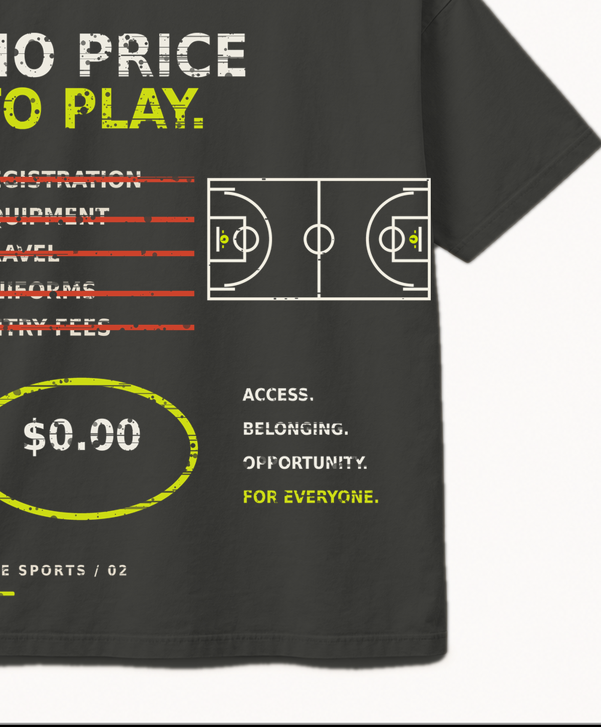 FREE SPORTS / 02 — No Price to Play corrected basketball-court back artwork detail