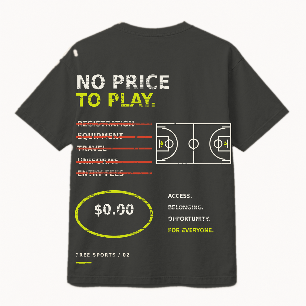 FREE SPORTS / 02 — No Price to Play clean back with corrected basketball-court artwork