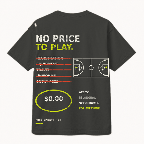 FREE SPORTS / 02 — No Price to Play clean back with corrected basketball-court artwork