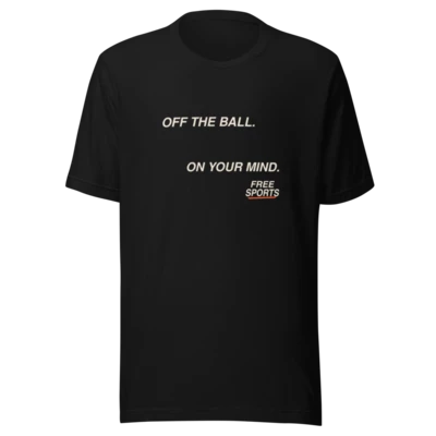 Off the Ball On Your Mind Black tee — native Printful front mockup