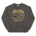 Low & Slow — New Mexico Crewneck in Charcoal, front view showing the enlarged original graphic.