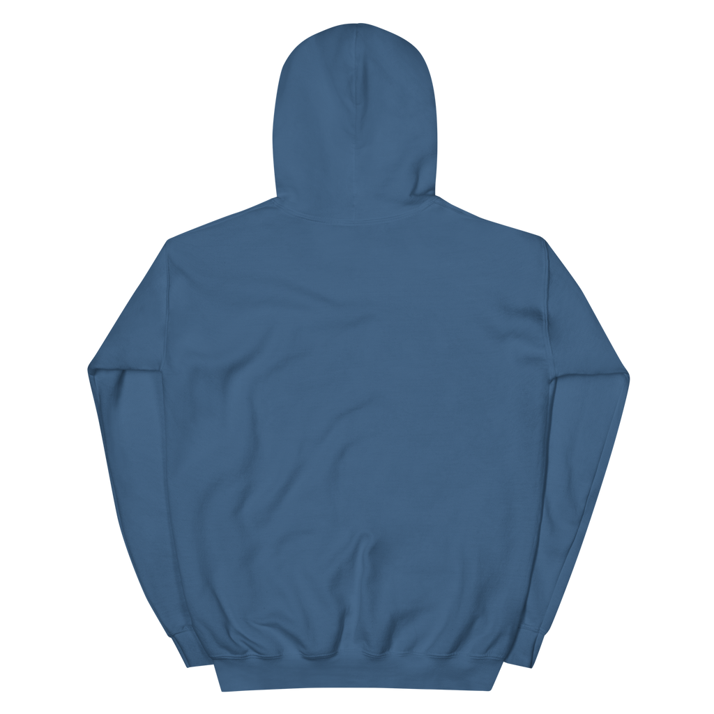 Rise Above — New Mexico Hoodie in Indigo Blue, back view with no print.