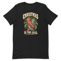 Christmas Is the Call — New Mexico Tee in Vintage Black, front view showing the enlarged original graphic.